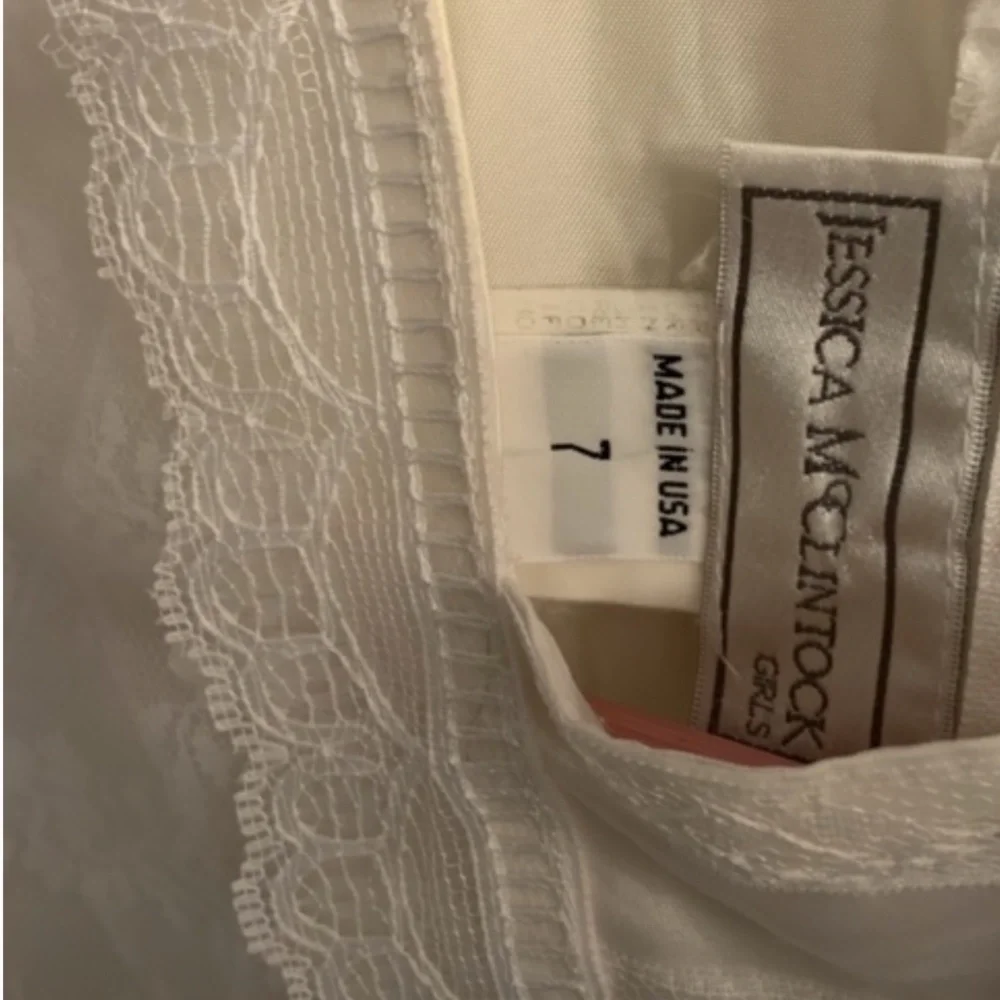 Vintage Jessica McClintock White Lace Dress - Sailor Collar Sz 7